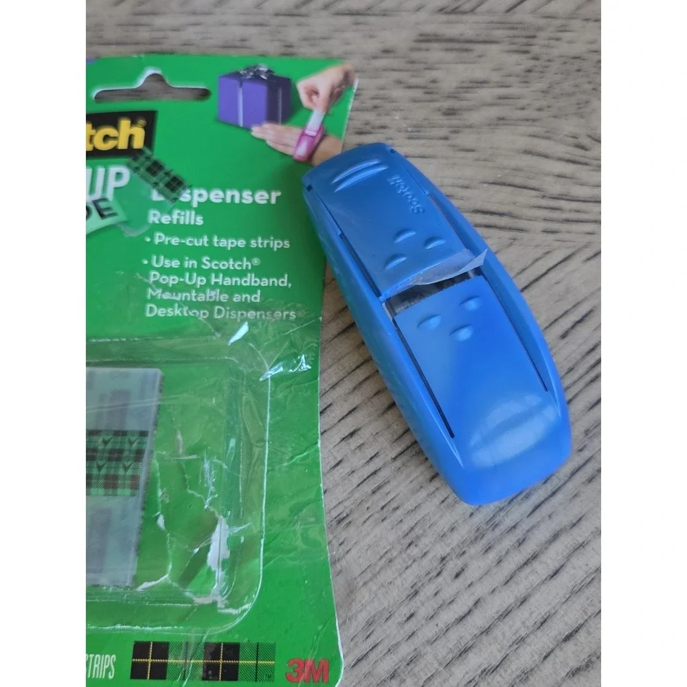 Scotch Pop Up Tape Handband Dispenser With Tape Refill Strips New Aqua Blue