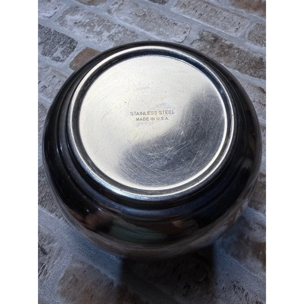 Vintage Stainless Steel Mixing Bowl Made in USA Silver Kitchen Prep Bowl 10 inch