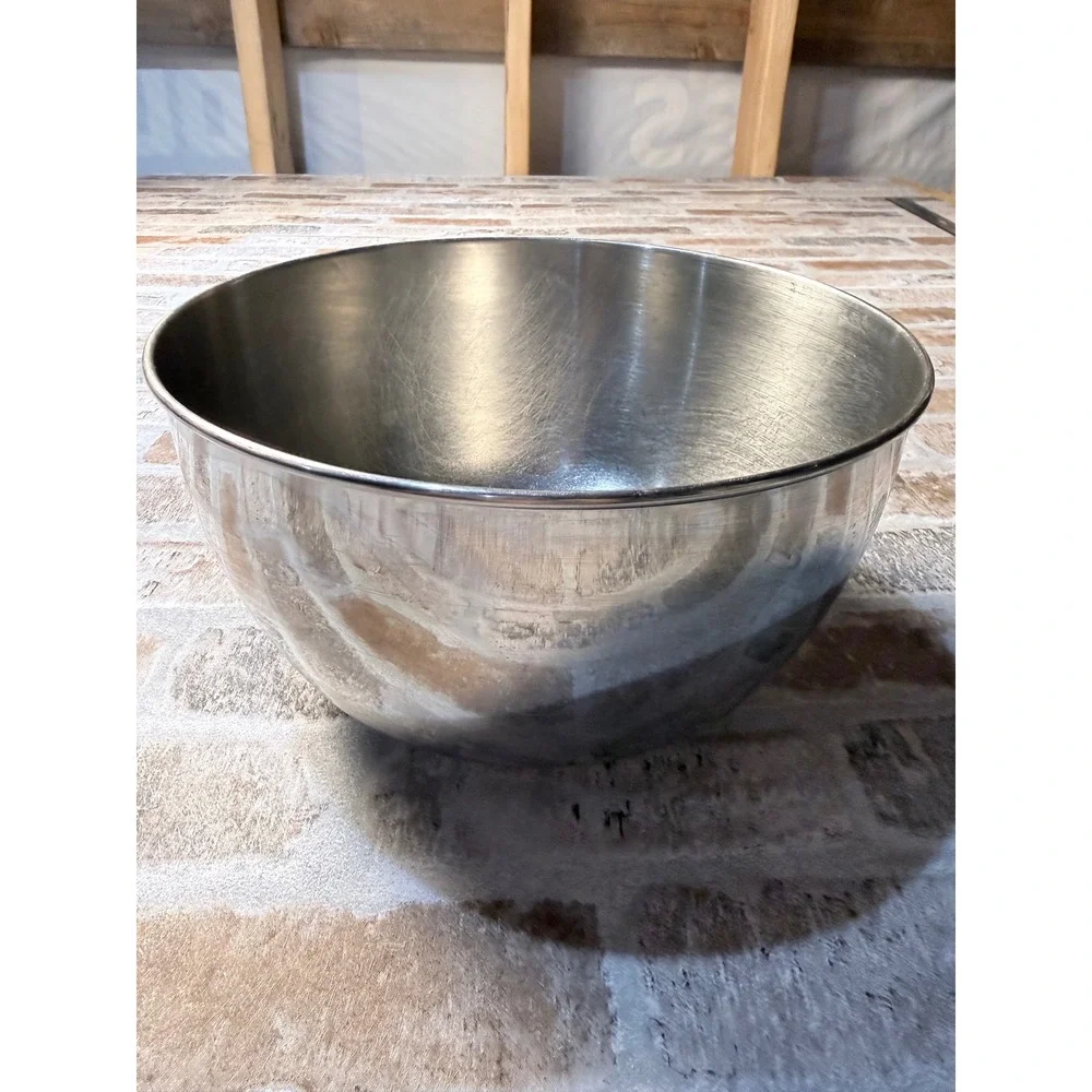 Vintage Stainless Steel Mixing Bowl Made in USA Silver Kitchen Prep Bowl 10 inch