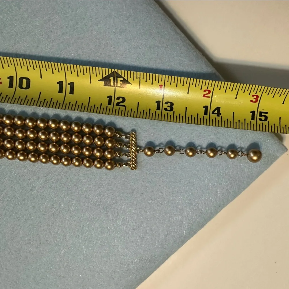 Vintage Matte Gold Bead Four Strand Choker- Stunning and Excellent Condition