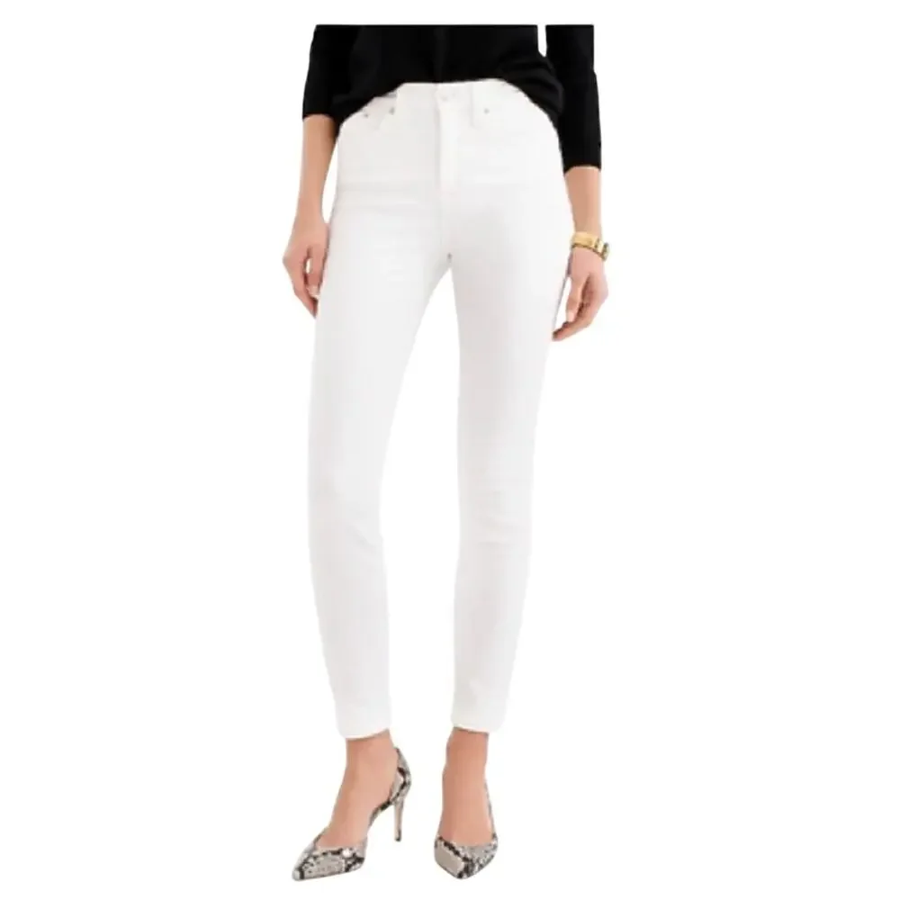 J Crew Women’s 9” high-rise toothpick white jeans, stretch, ankle, skinny, 27