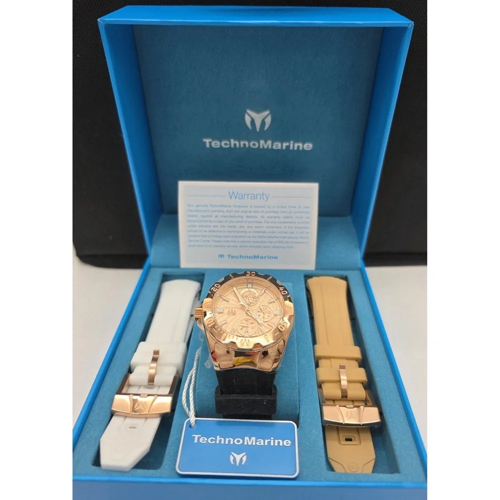 NEW🔥🔥🔥TechnoMarine Cruise Unisex Watch 40mm Black White Brown Straps #0361