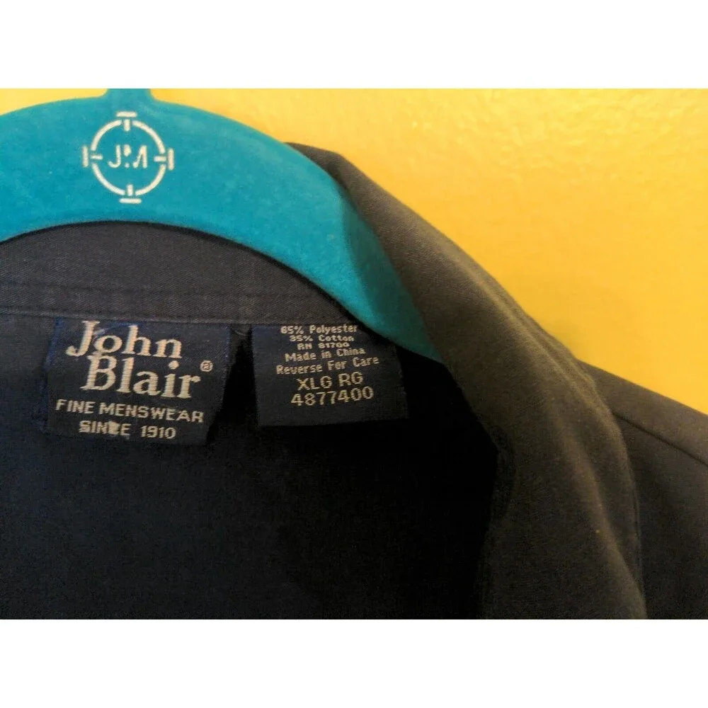 Vintage John Blair Jacket Men's Full Zip Collar 80s Blue Pocket Norm XL XLarge