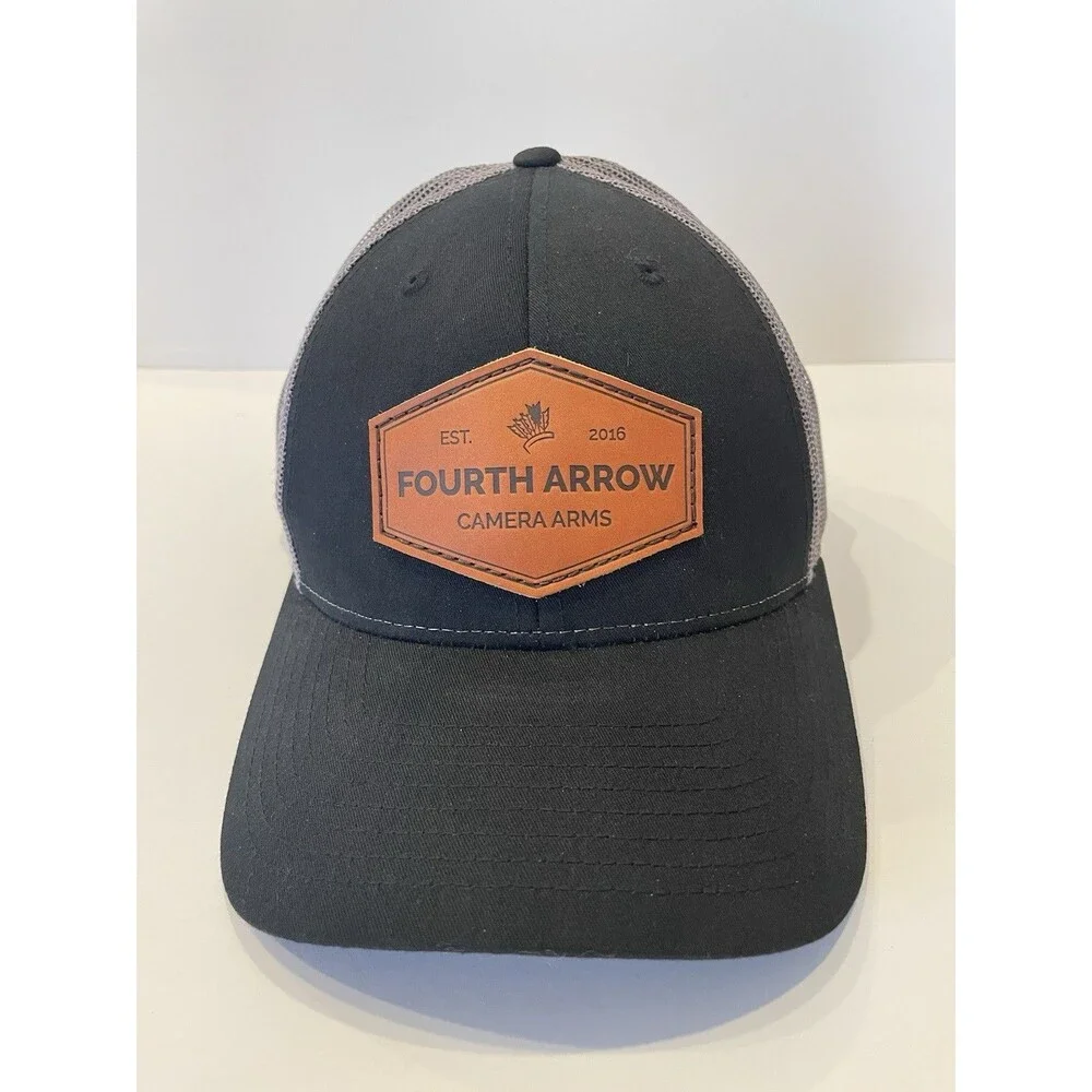 Richardson 115 Fourth Arrow Trucker Hat Black Gray Mesh Back Snapback Cap New