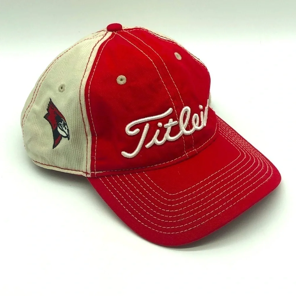 Titleist Hat Golf Adjustable Strapback Red White Outdoor Lightweight