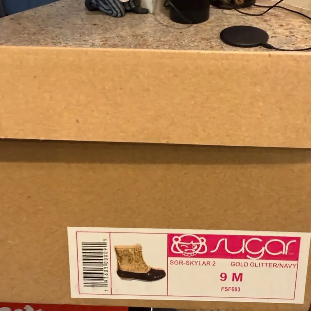 sugar Skylar Navy Glitter Duckboot Winter Boots