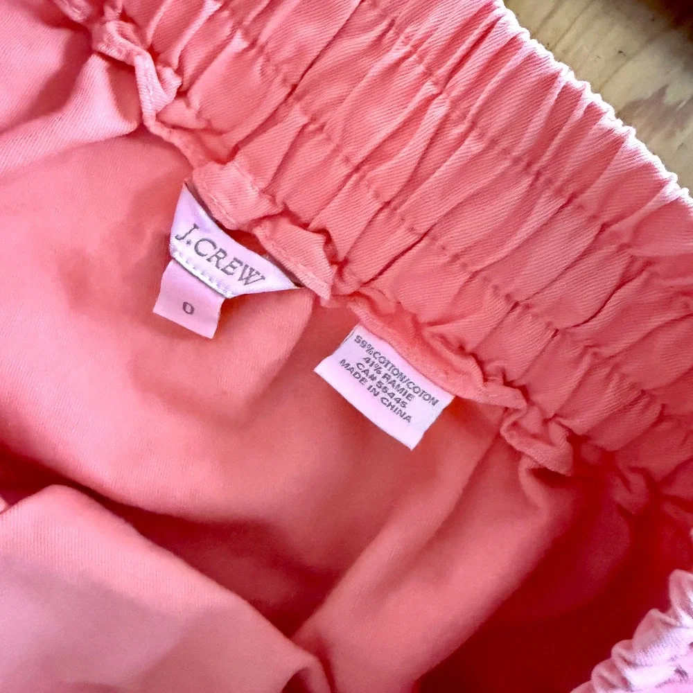 J.Crew Coral Pink‎ Cotton Ramie Drawstring Mini Skirt with Pockets Size 0