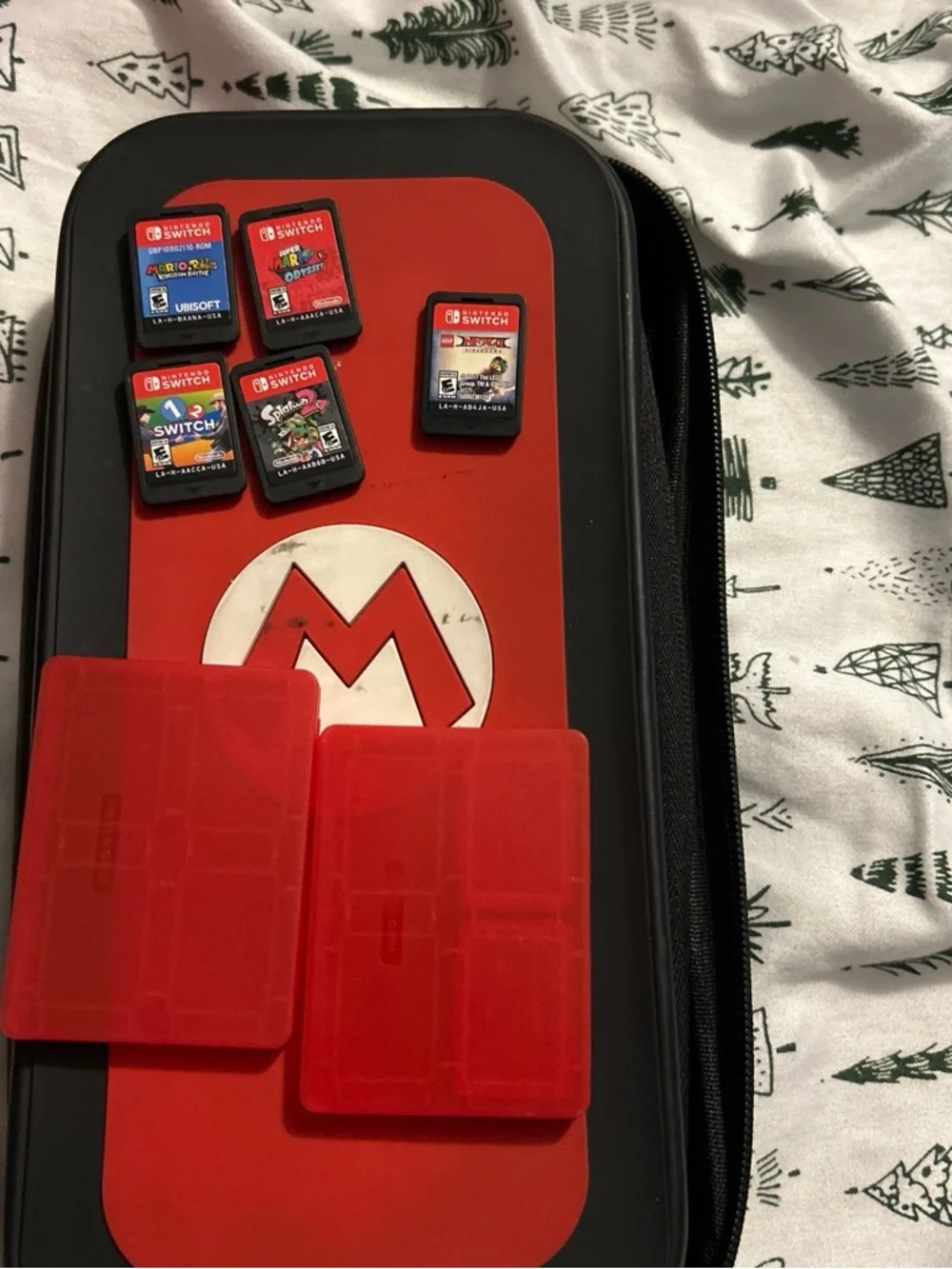Nintendo Switch Console with Red/Blue & Gray Joy‑Con and Red Accessories