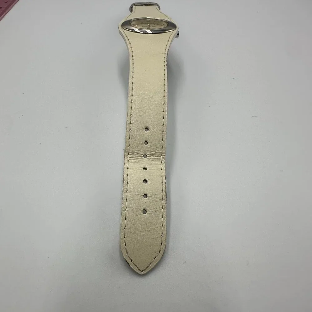 3/$30 Anne Klein Watch Women Silver Tone Cream Leather Band New Battery 8.5