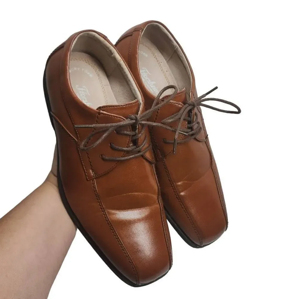 Florsheim Kid's Brown Leather Lace Up Bicycle Toe‎ Oxford Dress Shoes Size 6.5M