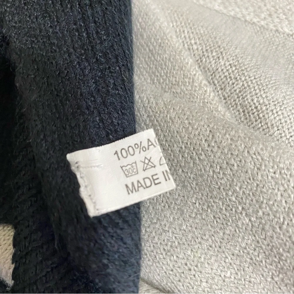 Navy Blue to Light Gray Ombre Versatile Scarf & Button Wrap