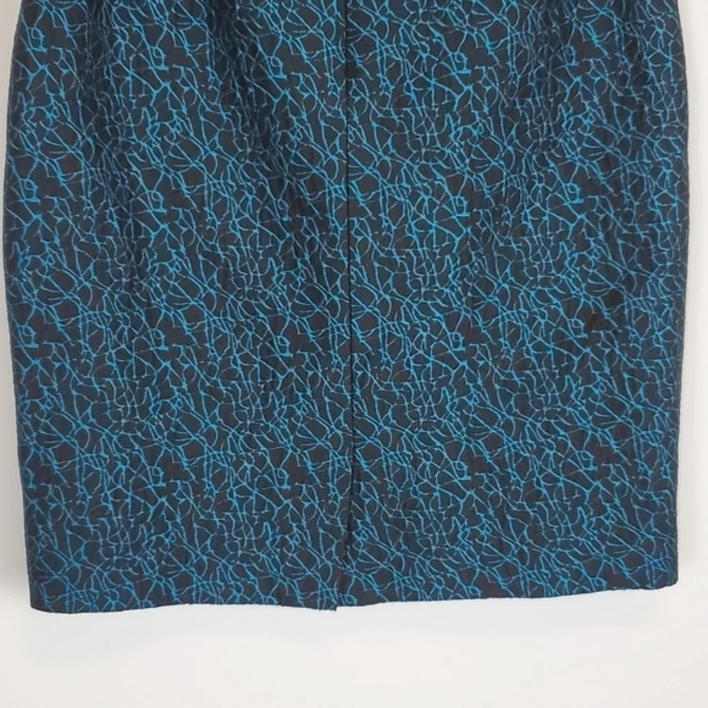 Doncaster Collection Black and Teal‎ Textured Wool Blend Pencil Skirt