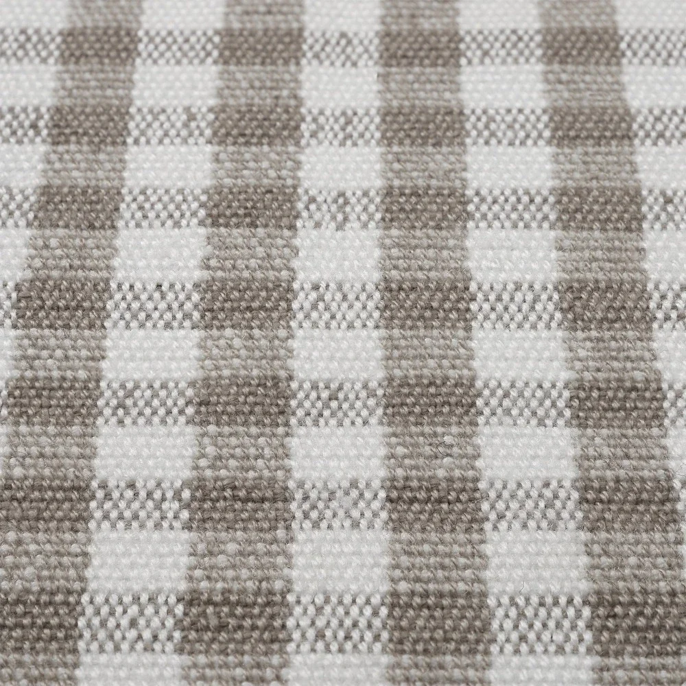My Texas House Taupe Gingham Fringe Indoor/Outdoor Layering Rug, 24x38