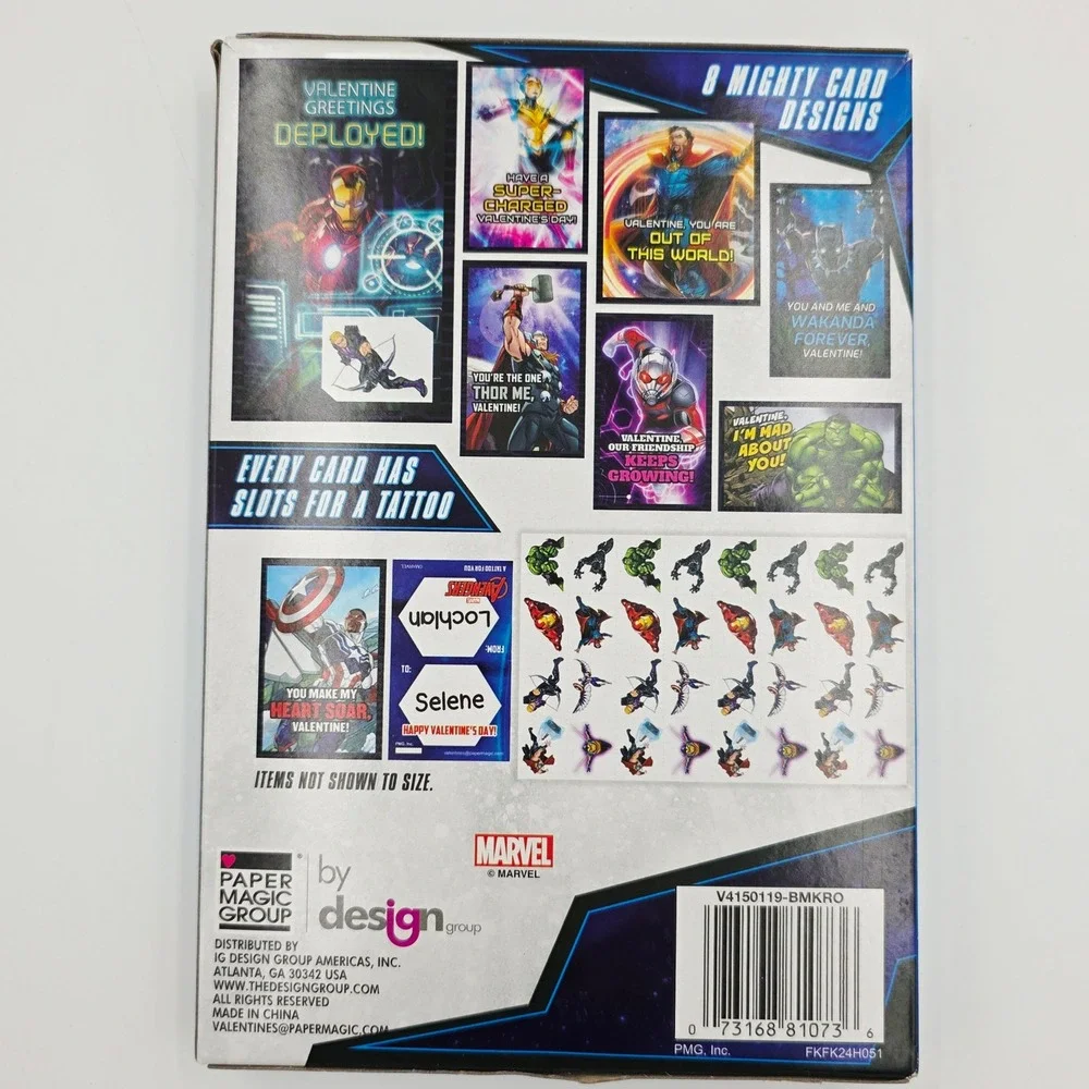 Marvel Avengers‎ 32 Valentines with 32 Tattoos 48 Seals Paper Magic Group New