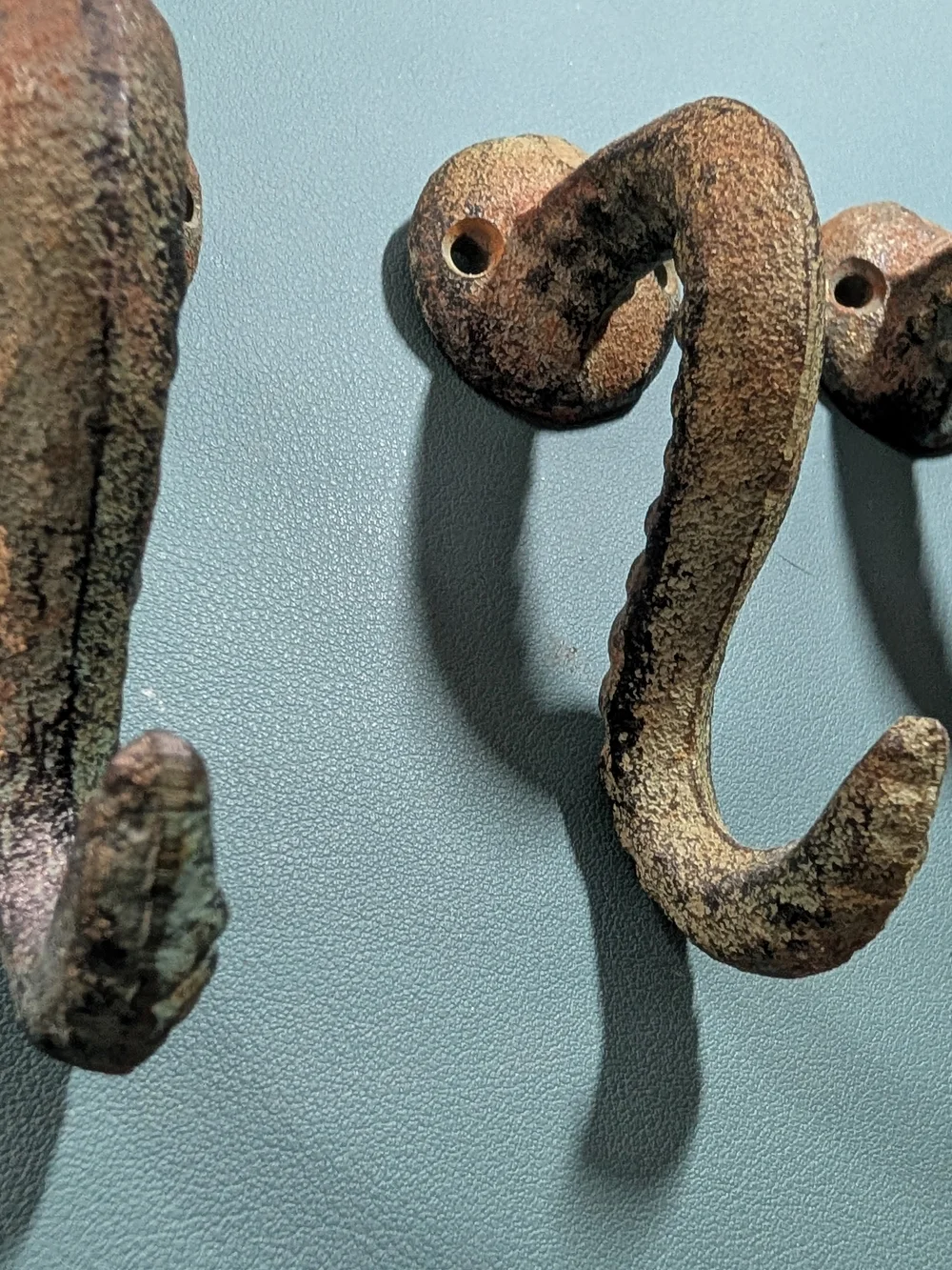 Antique-Style Cast Iron Tentacle Wall Hooks - Patina Brown