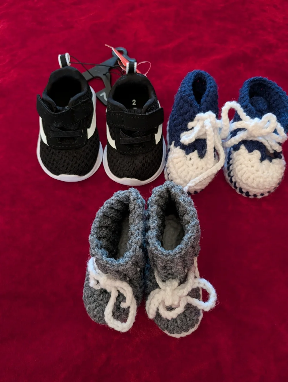 Bundles Of 4 pairs shoes wonder nation Black Baby Sneakers Hand Crochet Booties