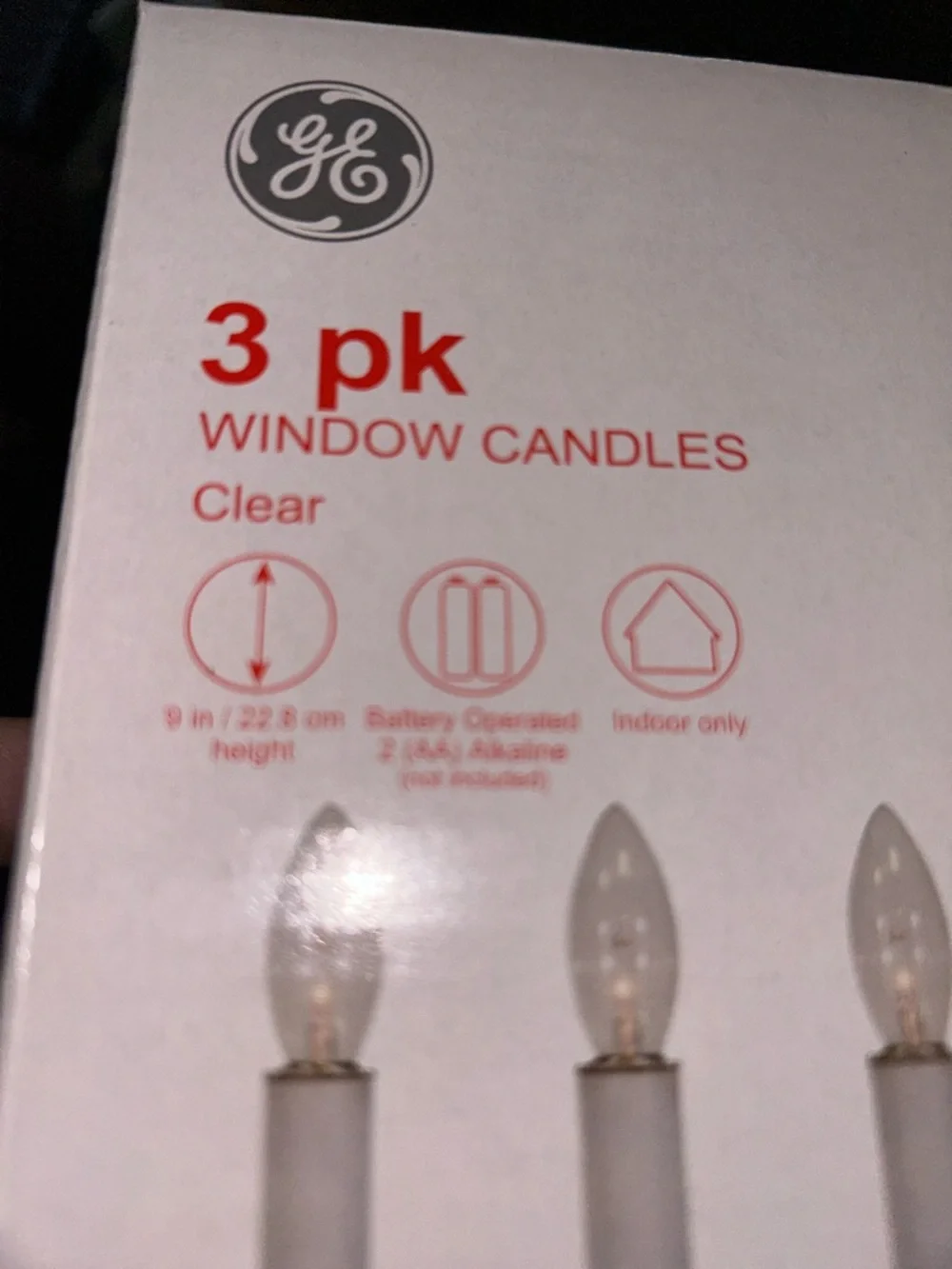 3-Pack Clear Window Candles - White with Gold Bases