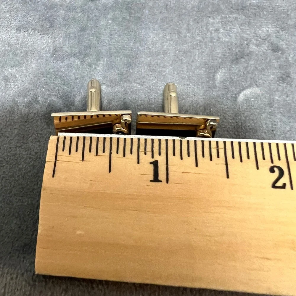 Vintage Swank Gold Tone Square‎ Cufflinks Scroll Design Detail Mid Century