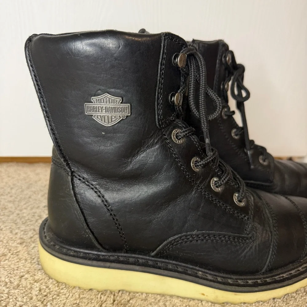 Harley-Davidson Marconi Black Leather Lace-Up Motorcycle Boots