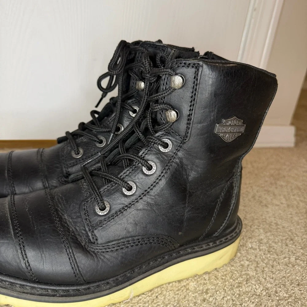 Harley-Davidson Marconi Black Leather Lace-Up Motorcycle Boots