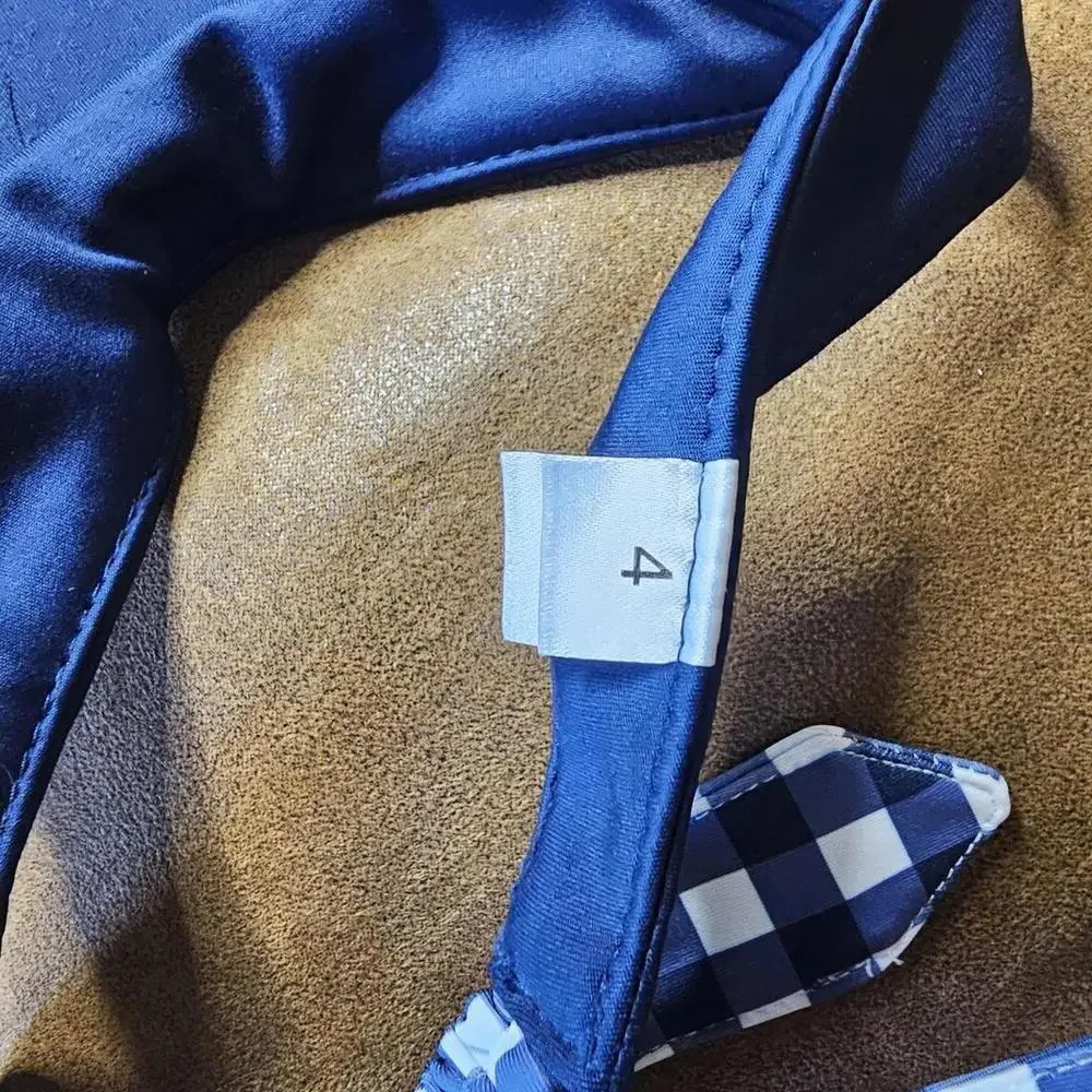 Blue Visor Cap with Checkered Tie Detail