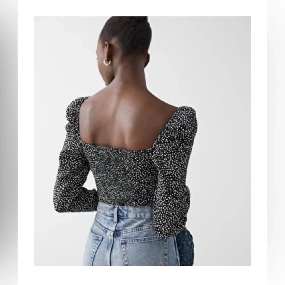 & OTHER STORIES Puff Sleeve Polka Dot Top Size 4