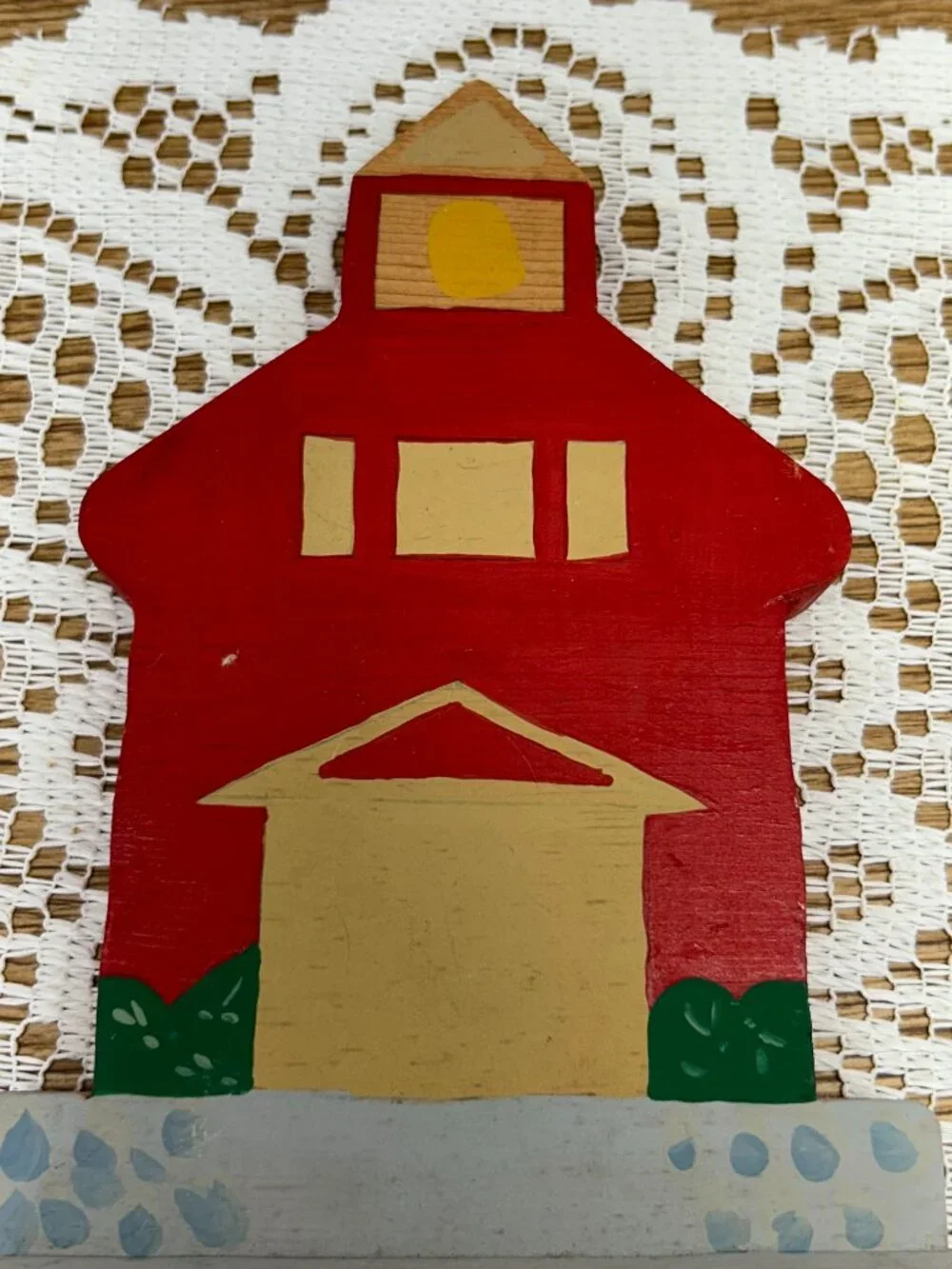Vintage Folk Art Wooden Schoolhouse Key Holder Wall Rack Peg Rack Rustic