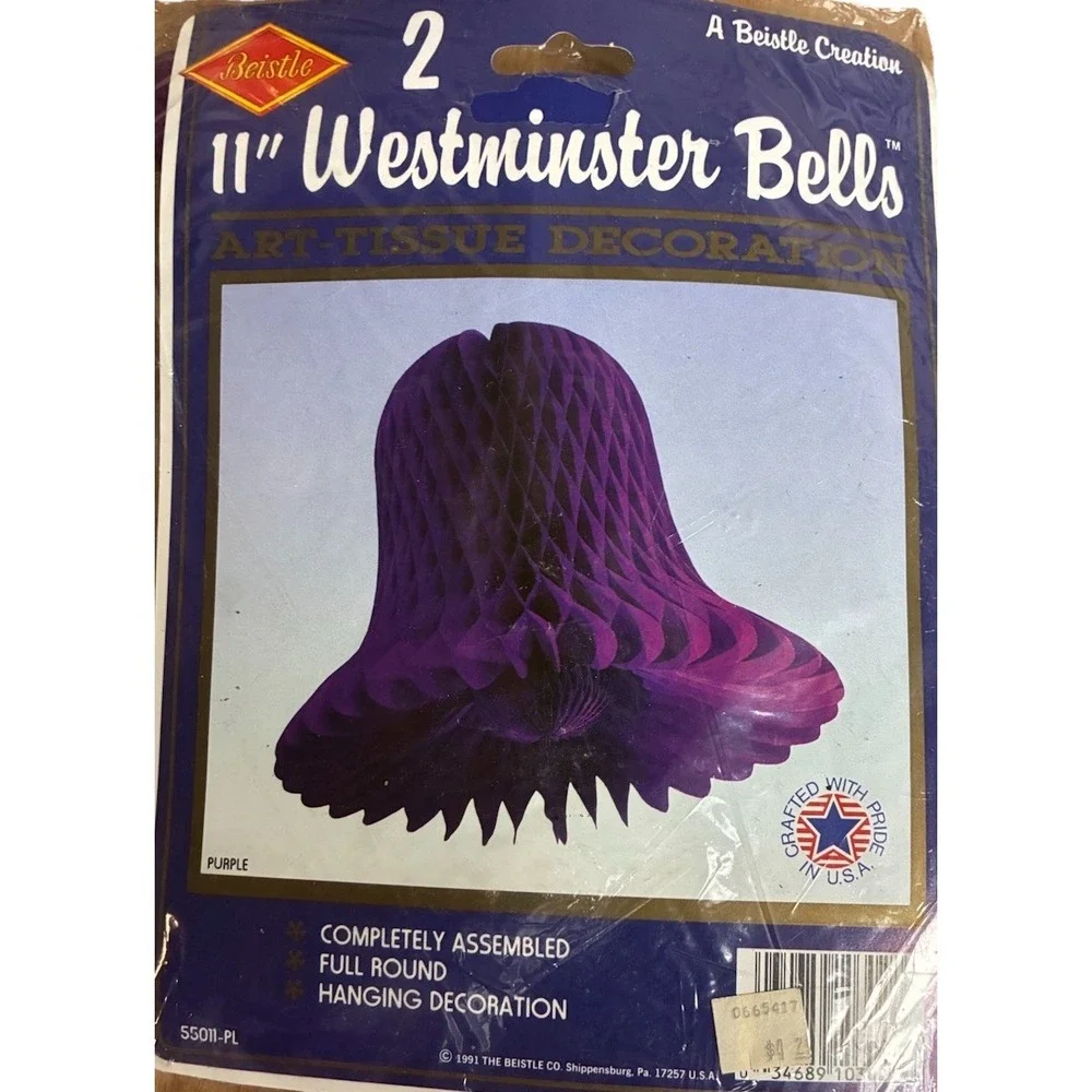 Beistle Westminster Bells Honeycomb Purple 11