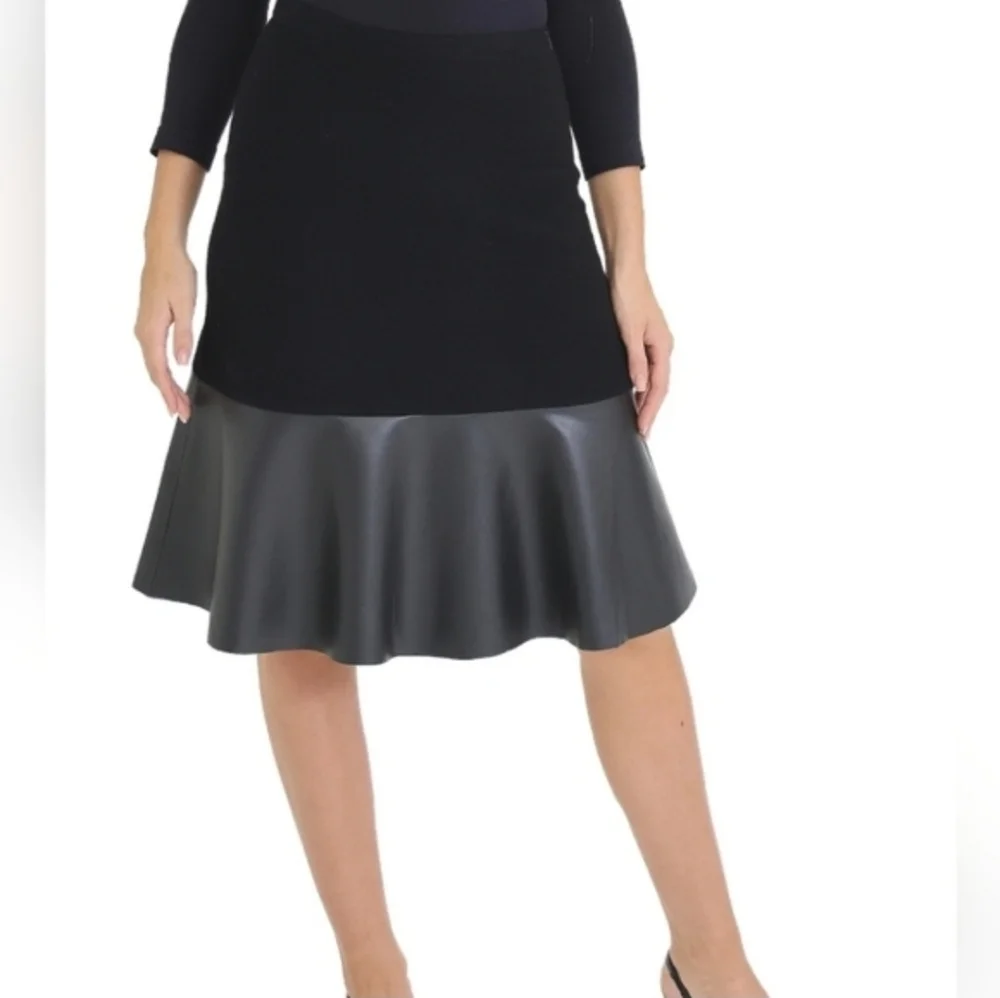 Sioni Milano Leather Trim Skirt