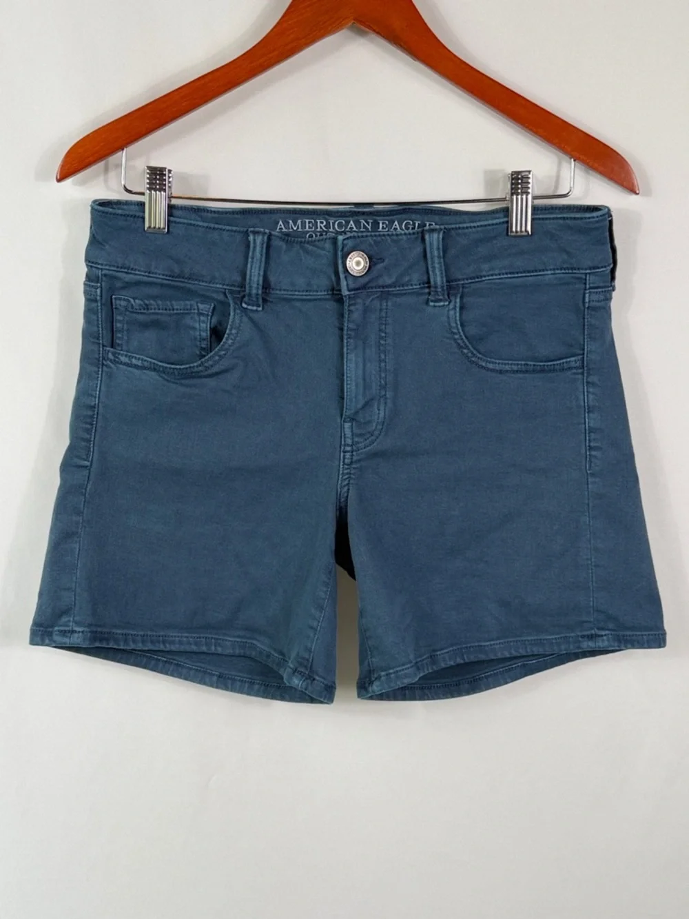 American Eagle AEO Twill, Teal Super Stretch Shorts. Womens Size 10. Comfy