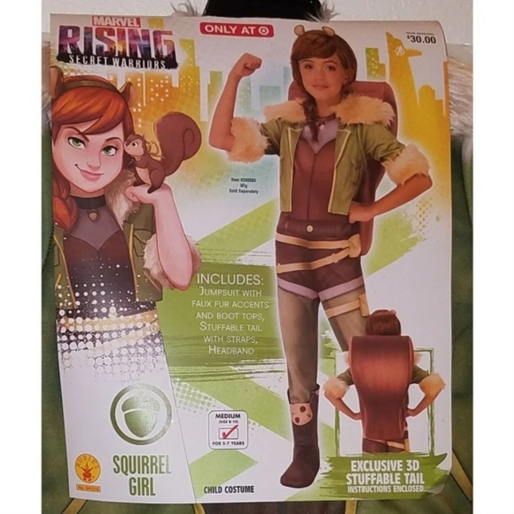 NEW Marvel Squirrel Girl Halloween Costume WITH WIG Girls Medium 8-10 (AGE 5-7)