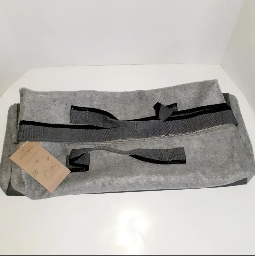 NEW Azzaro Gray Felt Weekend Duffel with Shoulder Strap