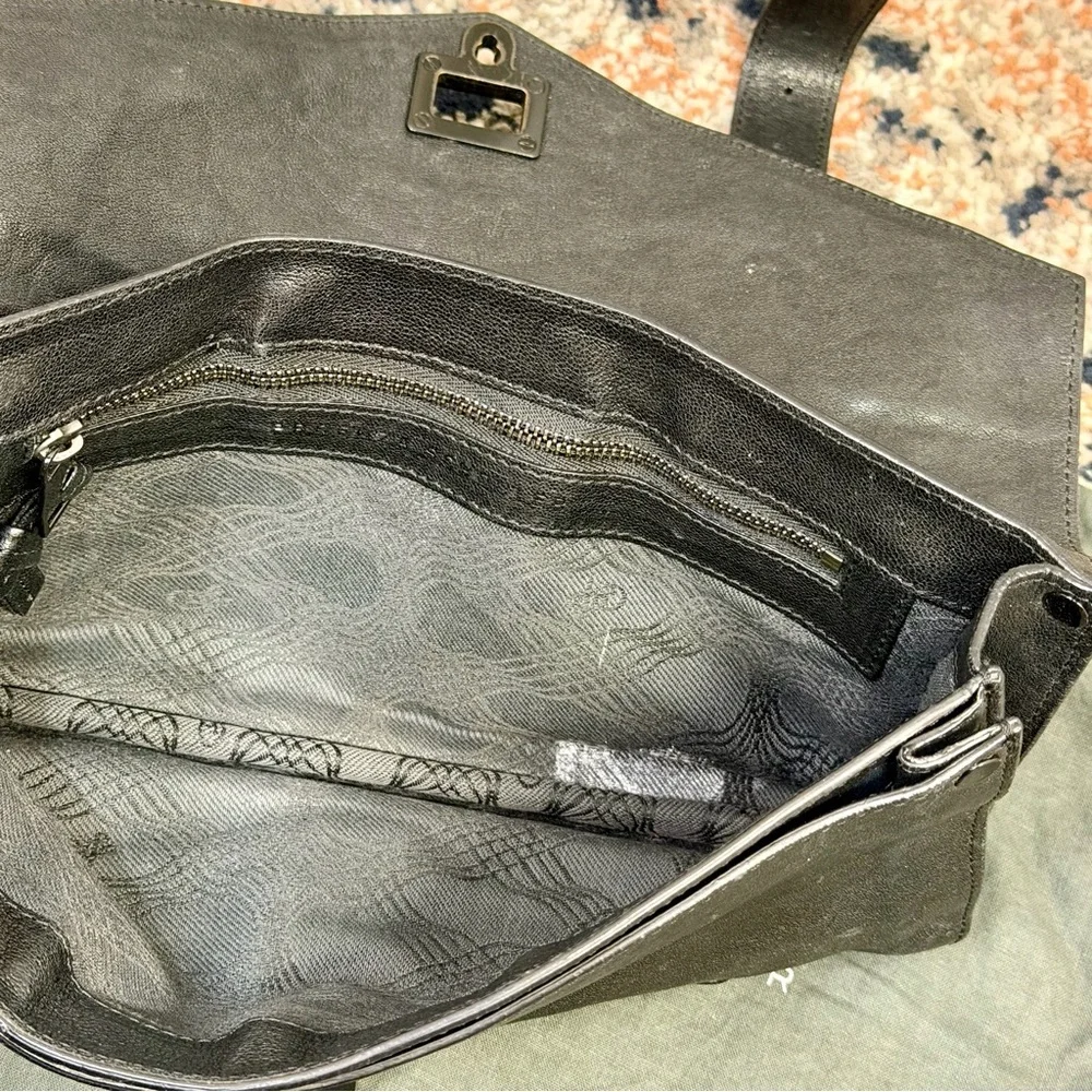 Proenza Schouler PS1 Lamb Leather Moto Clutch in Black