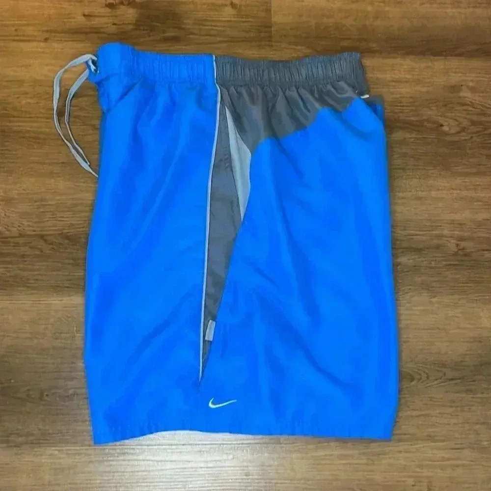 Nike Swoosh Men’s XXL Blue Gray Swim Trunks Shorts