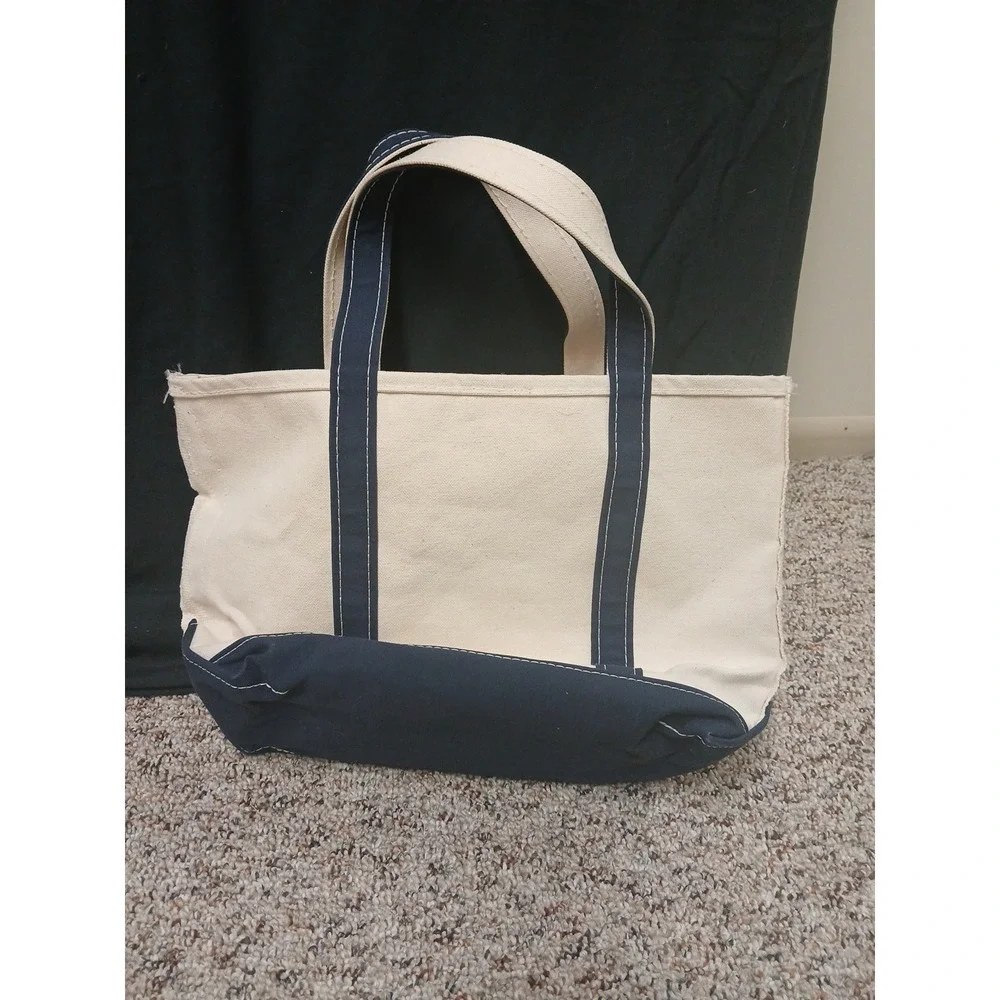 LL Bean Boat and Tote Navy Handles Made In USA Vintage VGC!!!