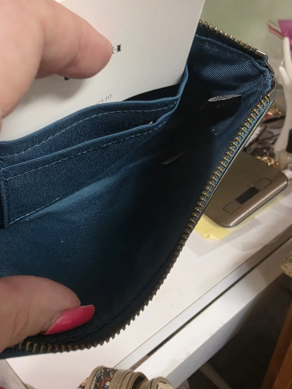 Coach metallic teal