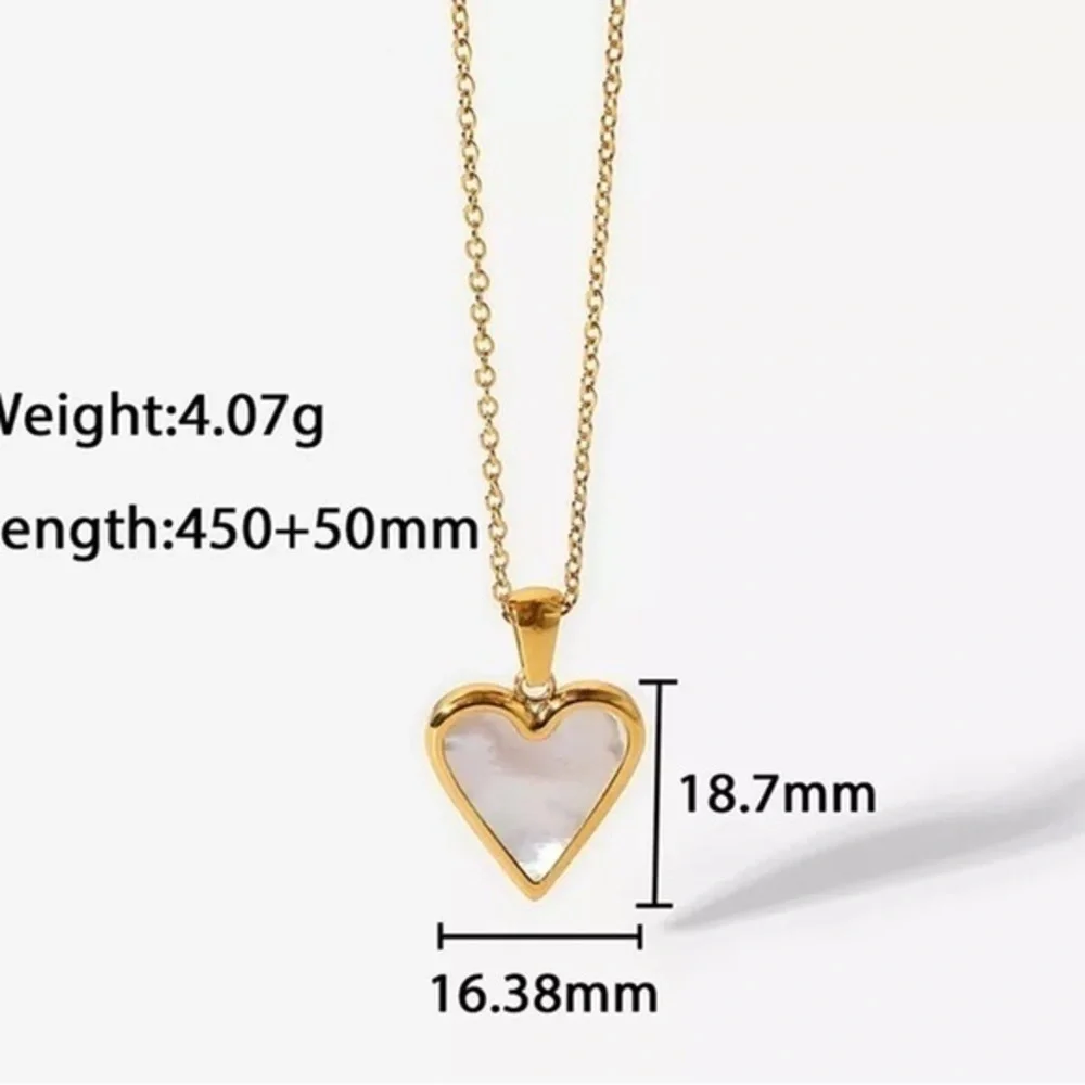 Stainless Steel Mother of Pearl Heart Pendant Necklace