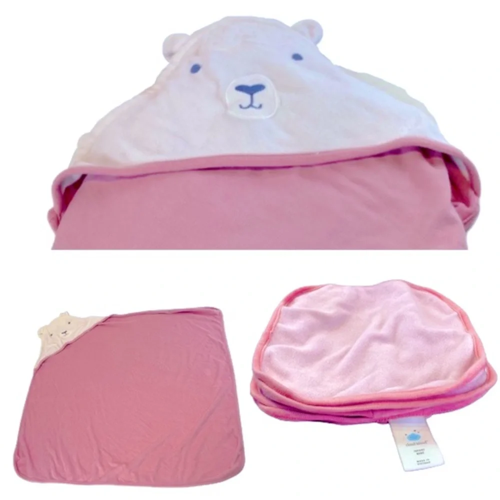 Carters Just One You Baby Bear Hooded Towel with 5 cloud island rags one size