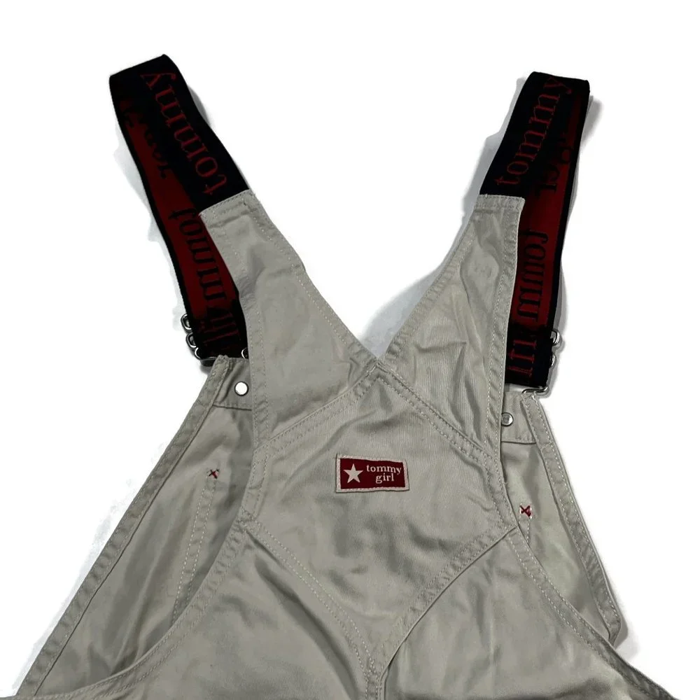 Vintage Tommy Girl Bib Overall Shorts Sz 5 - Y2K Tommy Jeans Hilfiger Shortalls‎