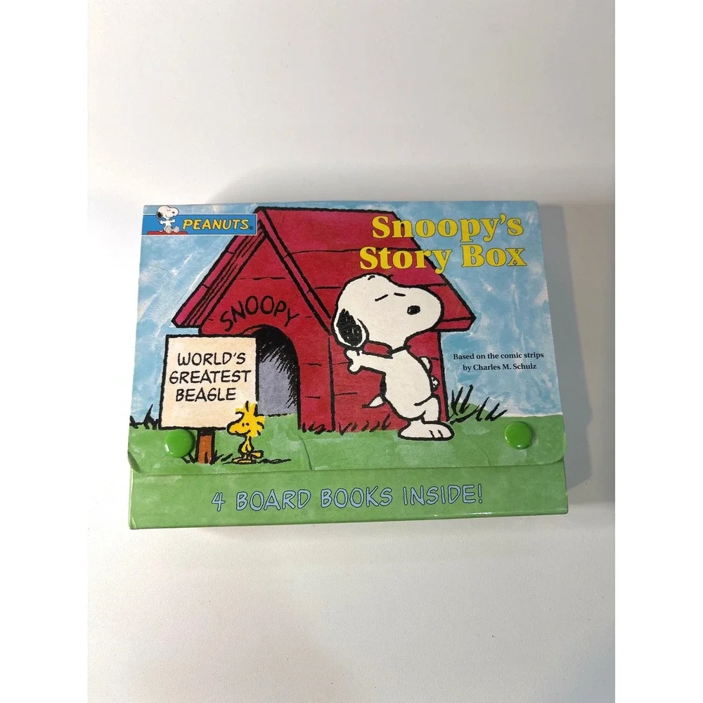 Peanuts Snoopy's Story Box 4 Board Books Set Charles M Schulz Carrying Case