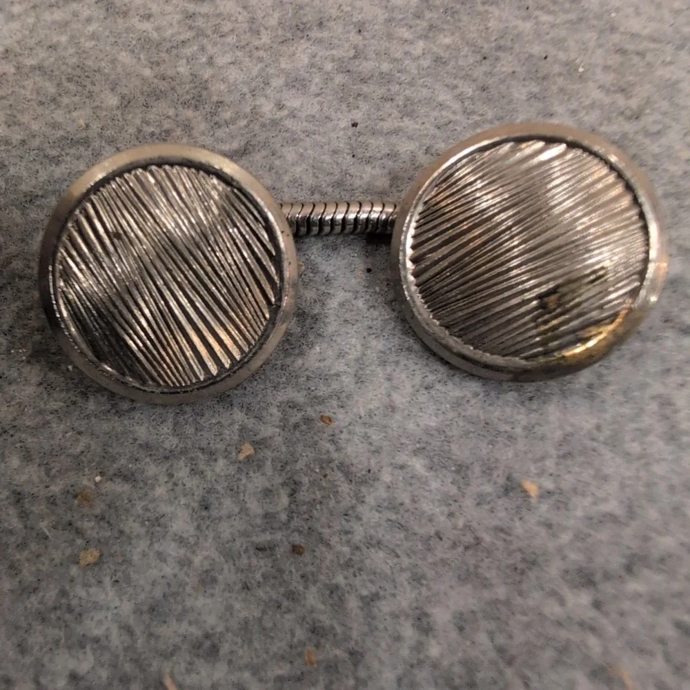 Vintage Waterbury Co. Inc Conn Silver Tone Ribbed Circular Collar Bar/Chain Link