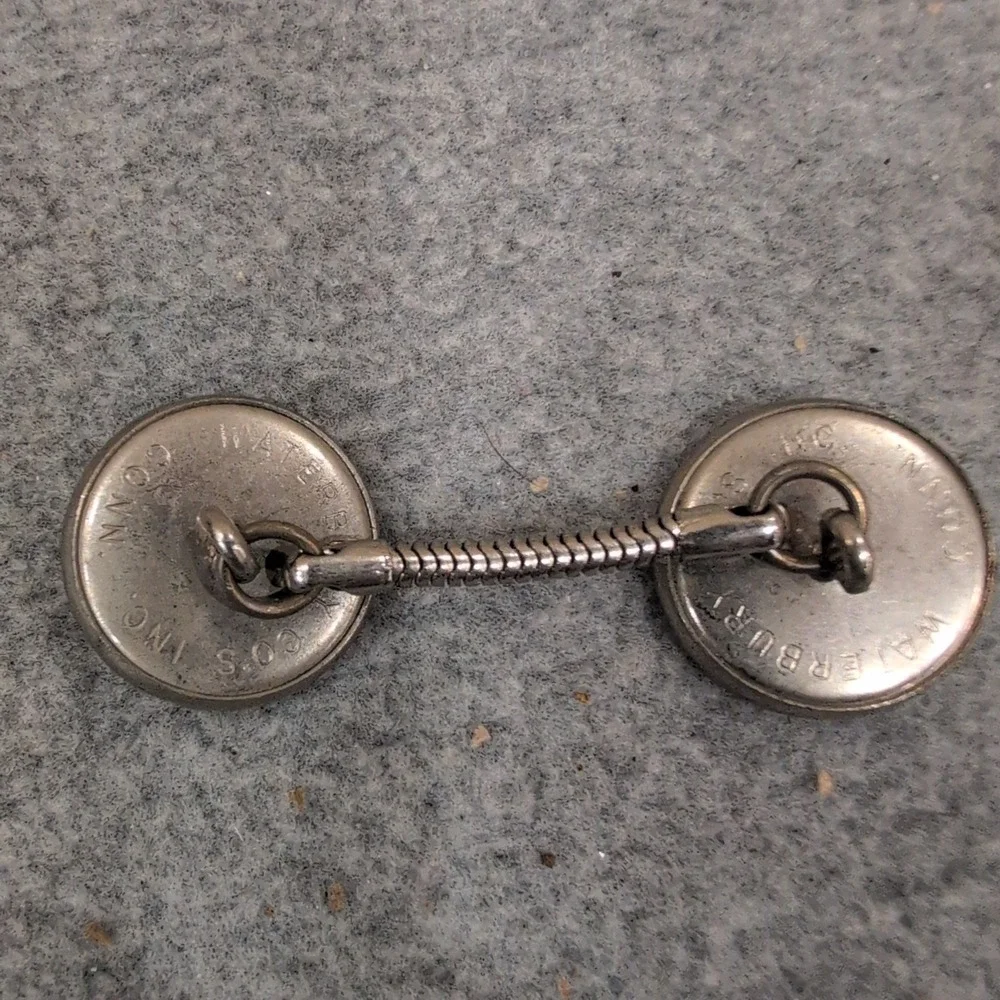 Vintage Waterbury Co. Inc Conn Silver Tone Ribbed Circular Collar Bar/Chain Link