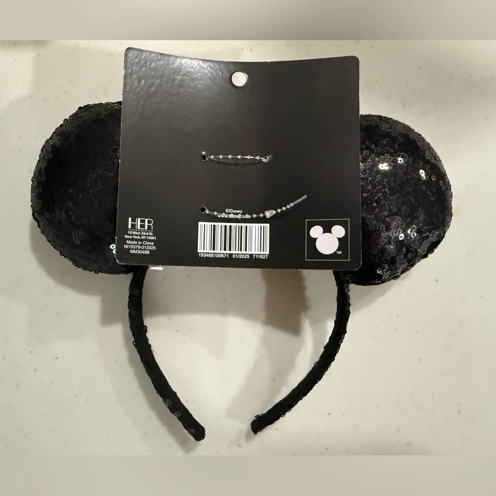 [Disney] NWT Black & Silver Sequin Mickey Ears