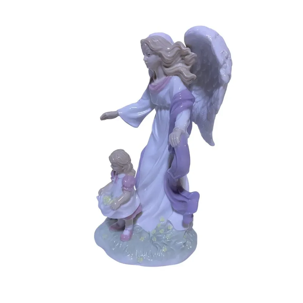 Guardian Angel With Girl Figurine Valencia Collection In Style of Lladro