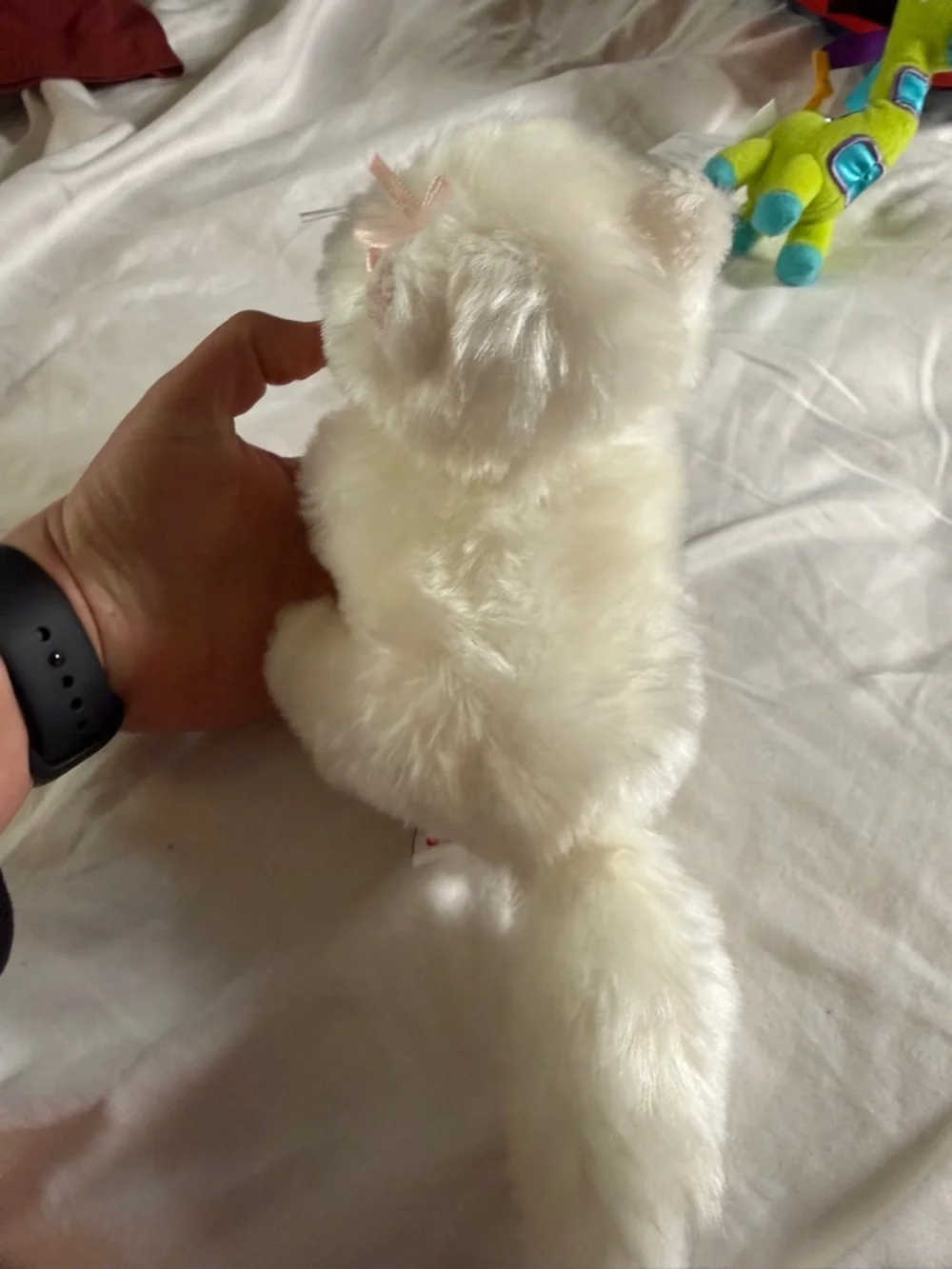 GANZ White Plush cat with Pink Nose