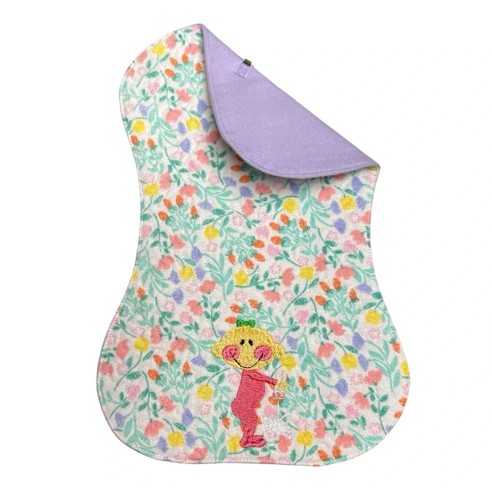 Hand Crafted Flannel Burp Cloth Contoured Padded Fabric Quilted Reversible