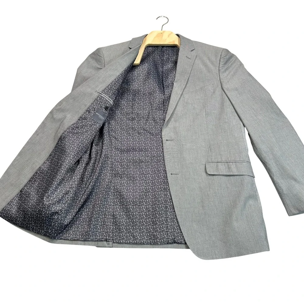Madison Modern Fit Mens 42L Gray Cotton Blend Summer 2 Button Blazer Sport Coat