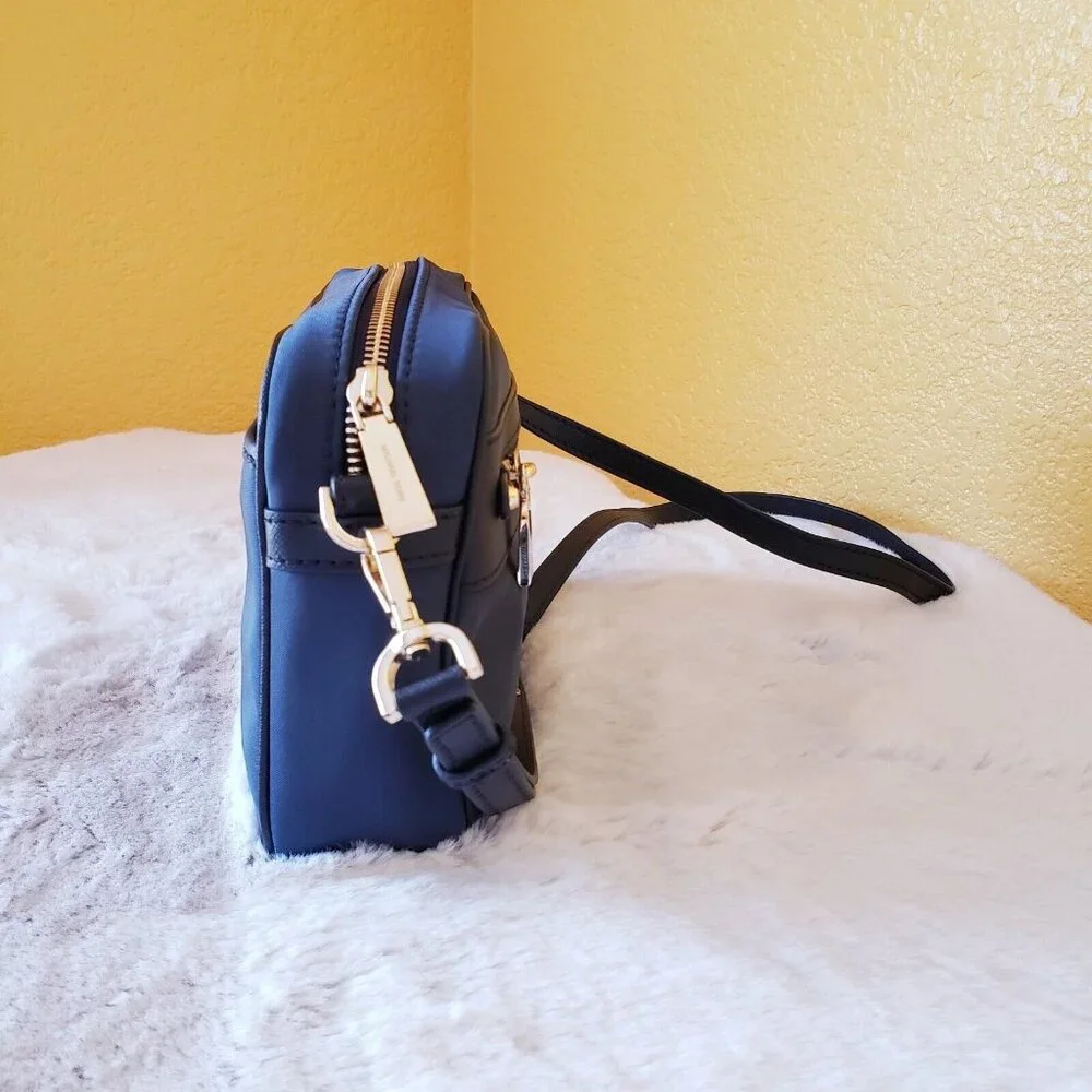 Michael Kors Jet Set Charm Women's Navy Blue Crossbody Bag Nylon Leather Trim