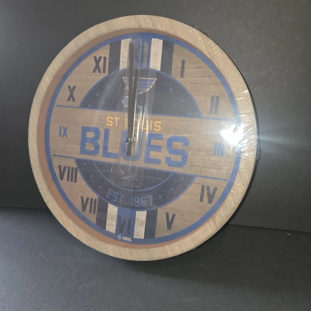 RARE NEW NHL ST. LOUIS BLUES WOOD FRAME CLOCK FOCO FACTORY SEALED W/ TAGS