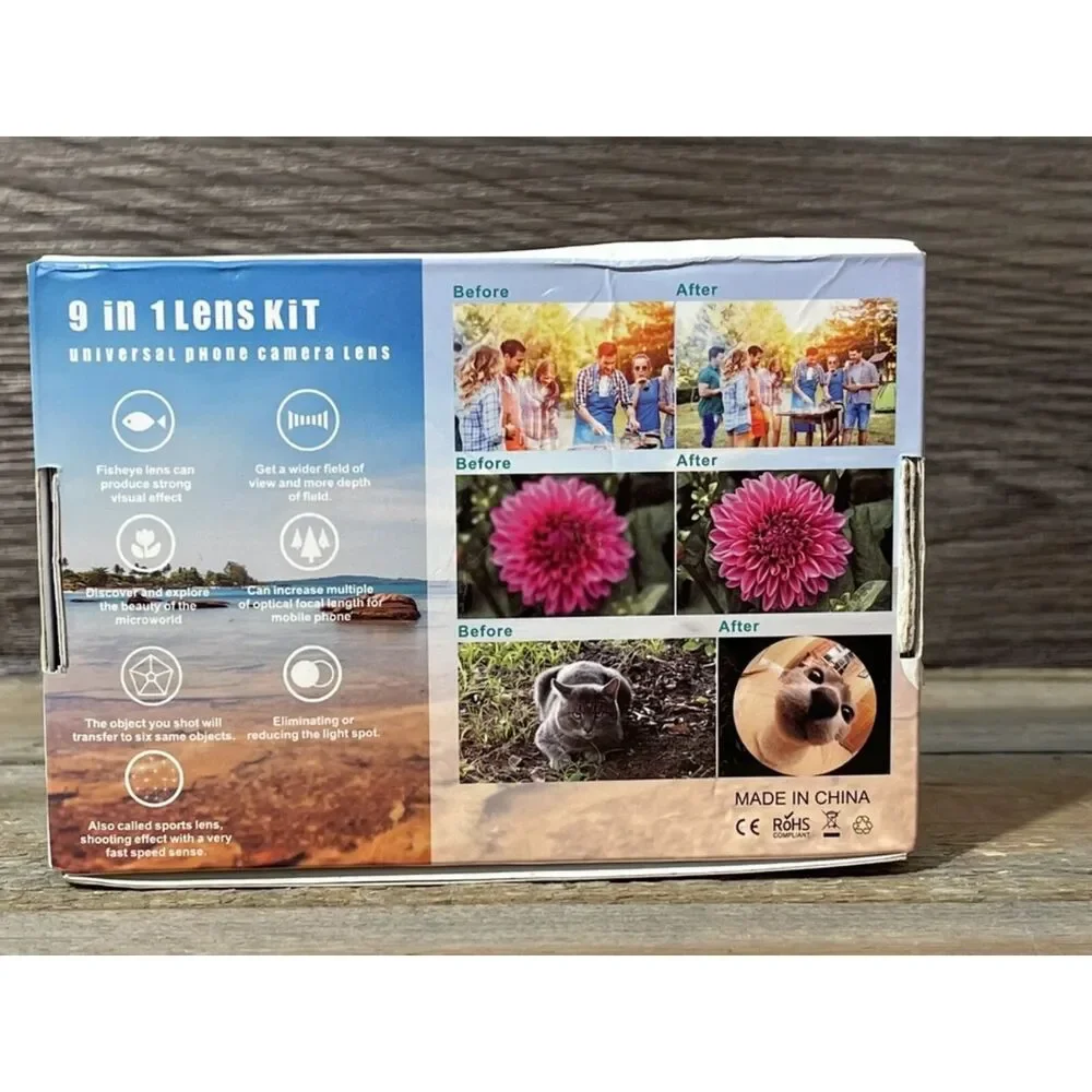 KNGUVTH 9 in 1 universal cell phone camera lens kit